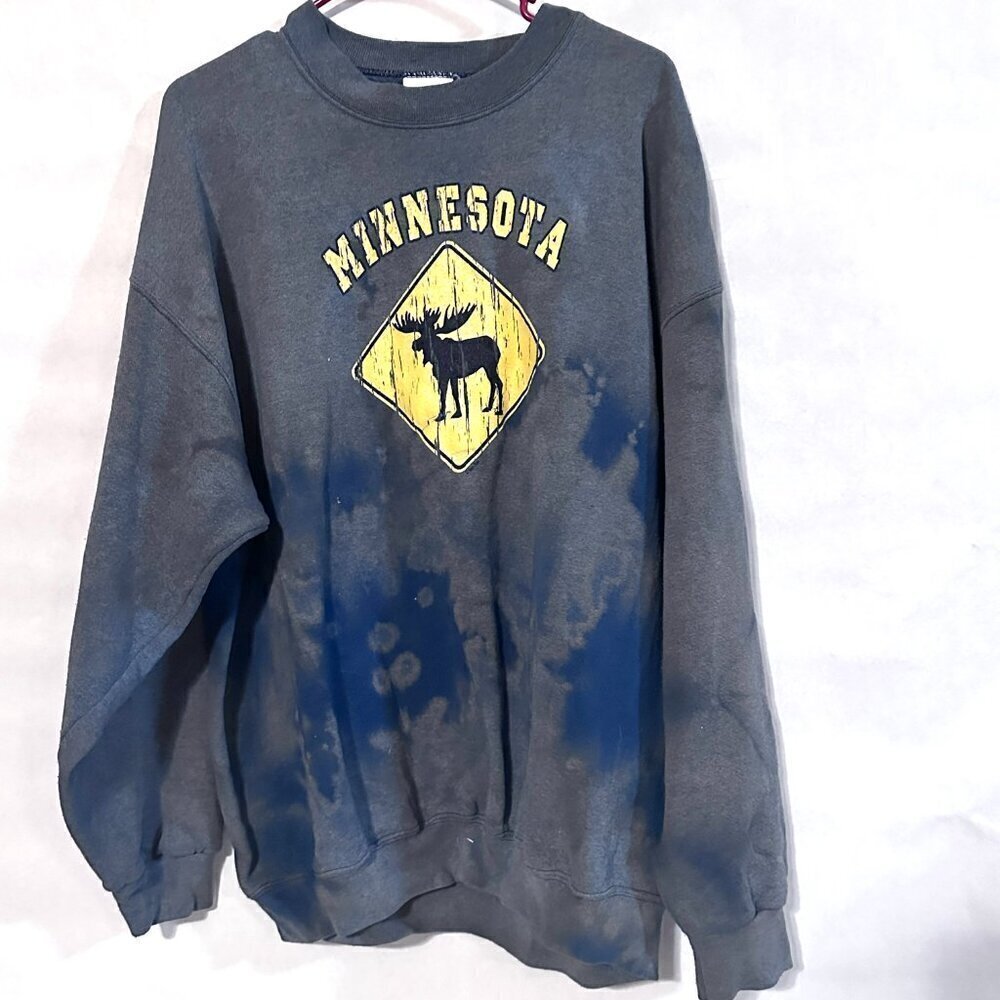 Bike Skateboard Punk Distressed Sweatshirt Crewneck Minnesota Tie dyed XL